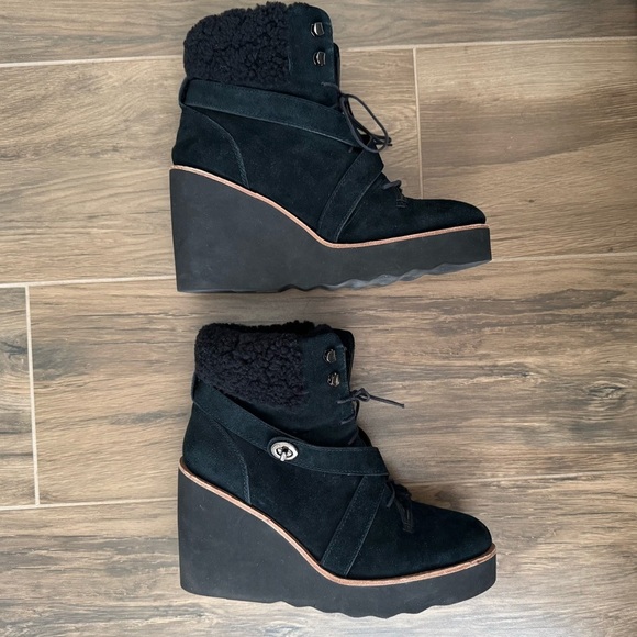 COACH Black Shearling Suede Kenna Bootie - Picture 4 of 8
